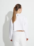 Oversize Crop Sweatshirt Şardonlu Basic Uzun Kollu Pamuklu 
