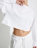 Oversize Crop Sweatshirt Şardonlu Basic Uzun Kollu Pamuklu 
