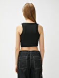 Basic Atlet Halter Yaka Nervürlü Dar Kesim
