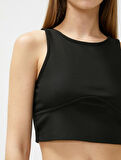 Basic Atlet Halter Yaka Nervürlü Dar Kesim