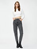 4Wal40047Md Koton Trousers Kadın Jean Pantolon SİYAH