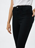 Koton Yüksek Bel Dar Paça Dar Siyah Kadın Denim Pantolon 4WAL40056MD