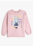 Koton Pembe Kız Çocuk Bisiklet Yaka Uzun Kollu Baskılı Sweatshirt 4WKG10240AK