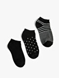 Puantiyeli 3'lü Patik Çorap Seti
