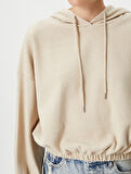 Kapüşonlu Sweatshirt Beli ve Bilekleri Lastikli