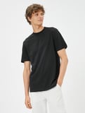 Basic Tişört Slim Fit Bisiklet Yaka Pamuklu
