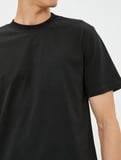 Basic Tişört Slim Fit Bisiklet Yaka Pamuklu