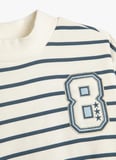 Koton Çizgili Kız Çocuk Mavi - Beyaz Sweatshırt 4WKG10283AK