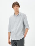 Basic Gömlek Klasik Yaka Minimal Desenli Düğmeli Non Iron