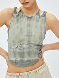 Crop Atlet Korse Pencere Detaylı Batik Desenli