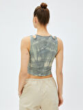 Crop Atlet Korse Pencere Detaylı Batik Desenli