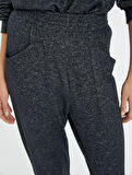 Jogger Pijama Altı Beli ve Paçası Lastikli Viskon Karışımlı