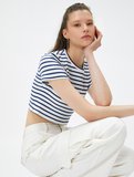 Basic Crop Tişört Bisiklet Yaka Kısa Kollu