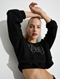 Crop Spor Sweat Baskılı Relax Fit