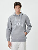 Slogan Baskılı Hoodie Kanguru Cep Detaylı Kapşonlu