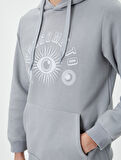 Slogan Baskılı Hoodie Kanguru Cep Detaylı Kapşonlu