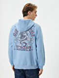 Arkası Baskılı Hoodie Uzakdoğu Temalı Kanguru Cep Detaylı