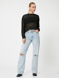 Ajurlu Sweatshirt Bisiklet Yaka