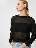 Ajurlu Sweatshirt Bisiklet Yaka