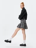 Tüvit Pileli Mini Etek Slim Fit