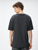 Oversize Tişört Basic Yarım Kollu Bisiklet Yaka