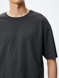 Oversize Tişört Basic Yarım Kollu Bisiklet Yaka