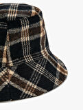 Bucket Şapka Ekose Desenli Yün Karışımlı