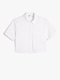 Crop Kısa Kollu Gömlek Düğmeli Cep Detaylı