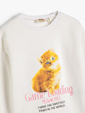 4WKG10507AK Koton Kız Çocuk Sweat EKRU