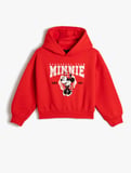 Minnie Mouse Sweatshirt Lisanslı Kapşonlu Şardonlu 