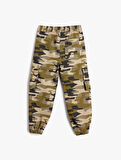 Kargo Jogger Pantolon Kamuflaj Desenli Beli Bağlamalı Pamuklu