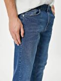 4Sam40009Nd Trousers Koton Erkek Jean Pantolon ORTA İNDİGO