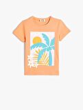 4SKG10033AK Koton Kız Çocuk T-shirt TURUNCU