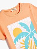 4SKG10033AK Koton Kız Çocuk T-shirt TURUNCU