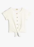 Koton Ekru Kız Çocuk T-Shirt 4SKG10045AK