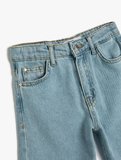 Kot Pantolon Düz Paça Cepli Pamuklu - Boyfriend Jean