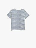 4SMB10059TK Koton Erkek Bebek T-shirt LACİVERT ÇİZGİLİ