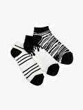 Zebra Desenli 3'lü Patik Çorap Seti