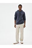 Basic Kapşonlu Sweatshirt Uzun Kollu Ribanalı