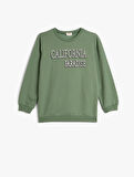 Sweatshirt Uzun Kollu Bisiklet Yaka Şehir Baskılı Şardonlu