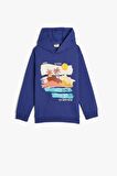 Koton Erkek Çocuk Kapşonlu Sweatshirt Uzun Kollu Tropik Baskılı Şardonlu