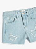 Koton Yüksek Bel Regular Fit Açık İndigo Kız Çocuk Şort 4SKG40023AD