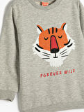 Sweatshirt Aslan Baskılı Uzun Kollu Bisiklet Yaka 