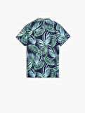 Kısa Kollu Gömlek Pamuklu Floral Desenli