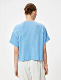 4SAK50021EK Koton Kadın T-shirt MAVİ