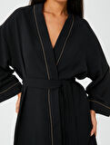 Kimono Kuşaklı Işıltılı Şerit Detaylı