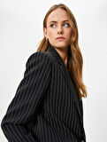 Oversize Blazer Ceket Tek Düğmeli Kapaklı Cepli