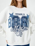 Kolej Oversize Sweatshirt Şardonlu Baskılı