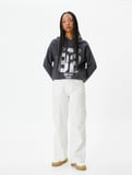 Kolej Kapşonlu Sweatshirt Şardonlu Baskılı 