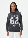 Kolej Kapşonlu Sweatshirt Şardonlu Baskılı 